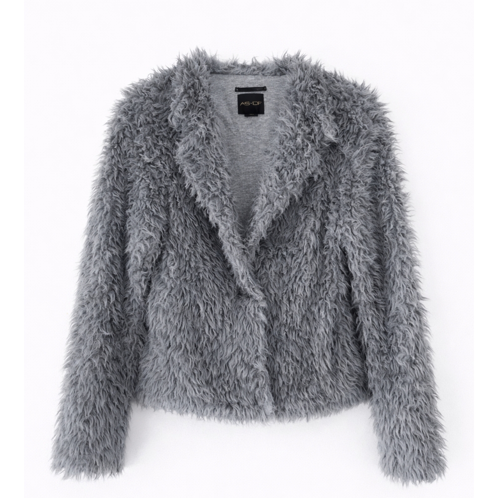 🖤 AS BY DF | Gray Faux Fir Cropped Jacket 🖤